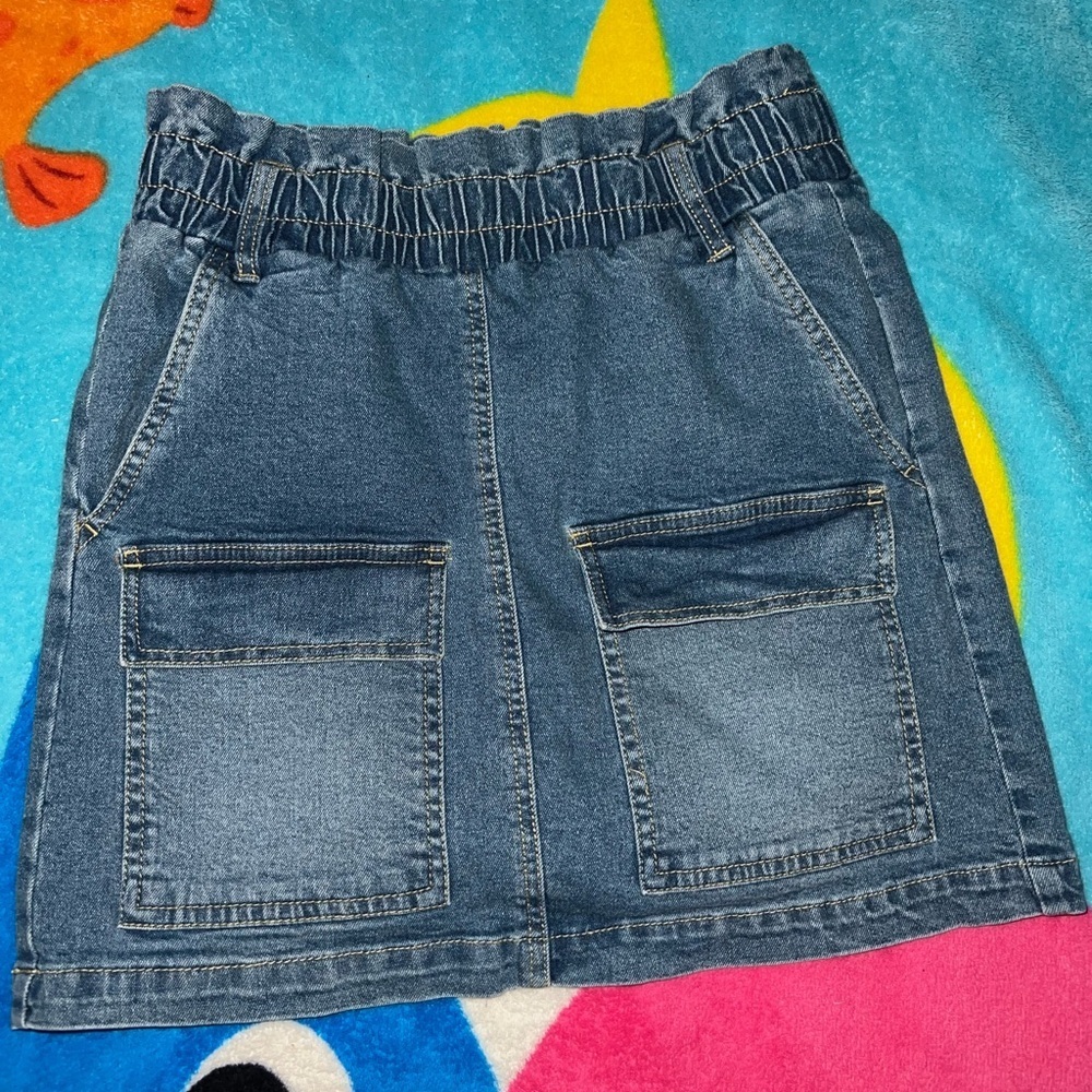 Indigo Rein Paperbag Waist Denim Skirt w/ pockets - cargo Style​​